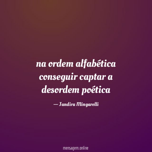 na ordem alfabética conseguir captar a desordem poética