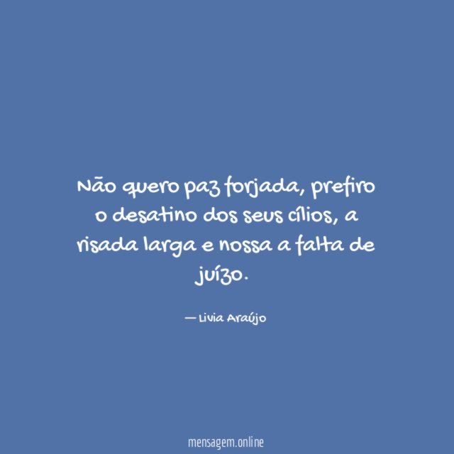 Não quero paz forjada