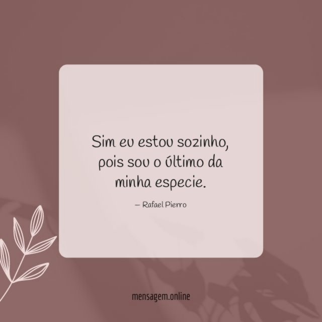Sim eu estou sozinho