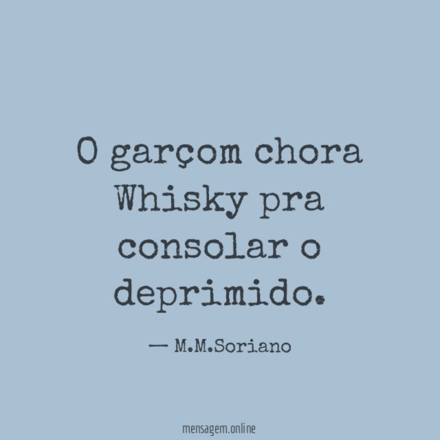 O garçom chora Whisky pra consolar o deprimido