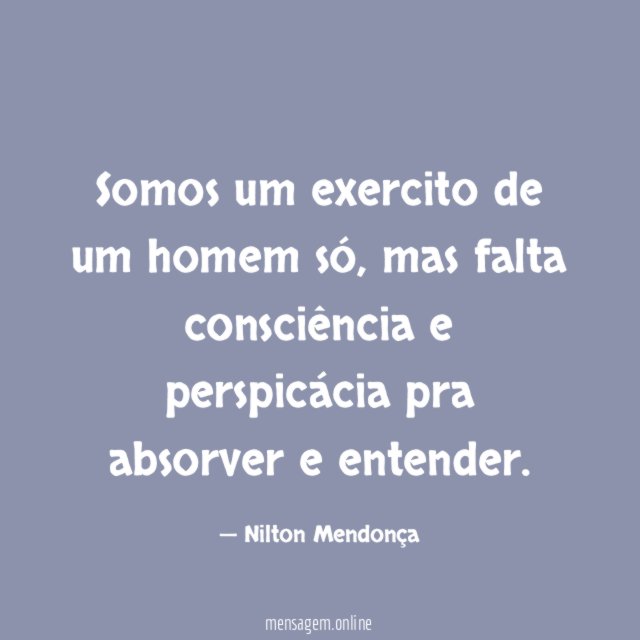 Somos um exercito de um homem só