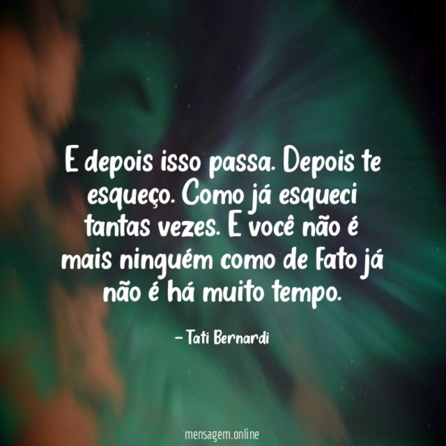 E depois isso passa
