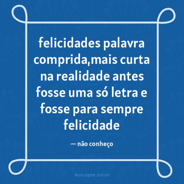 felicidades palavra comprida