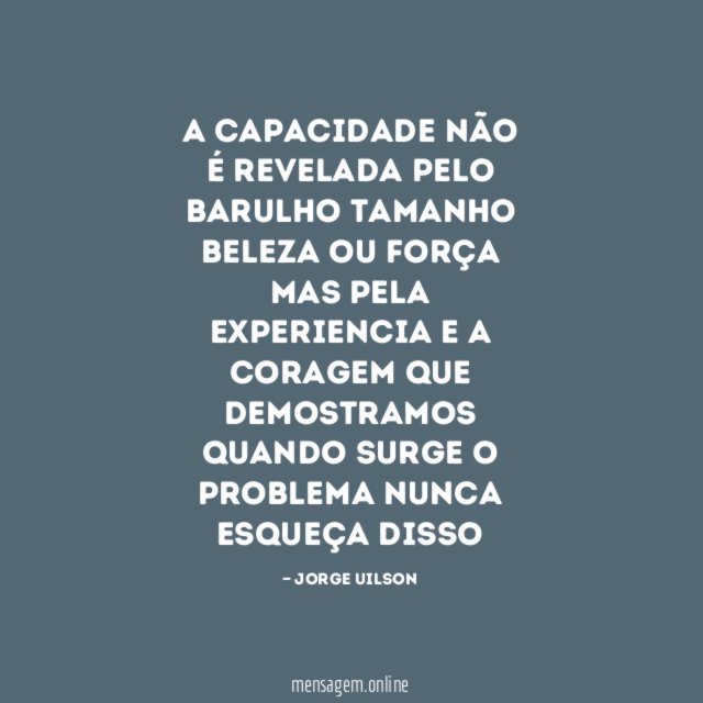 A CAPACIDADE NÃO É REVELADA PELO BARULHO TAMANHO