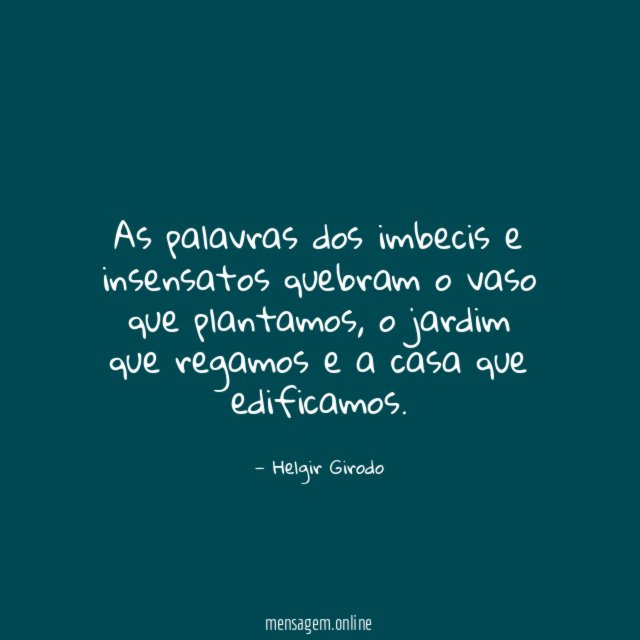 As palavras dos imbecis e insensatos quebram o vaso que plantamos