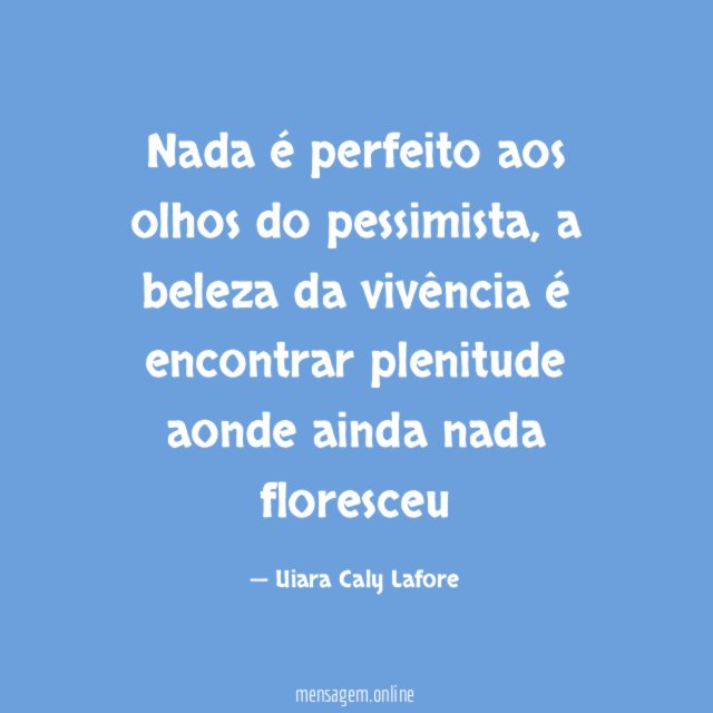 Nada é perfeito aos olhos do pessimista