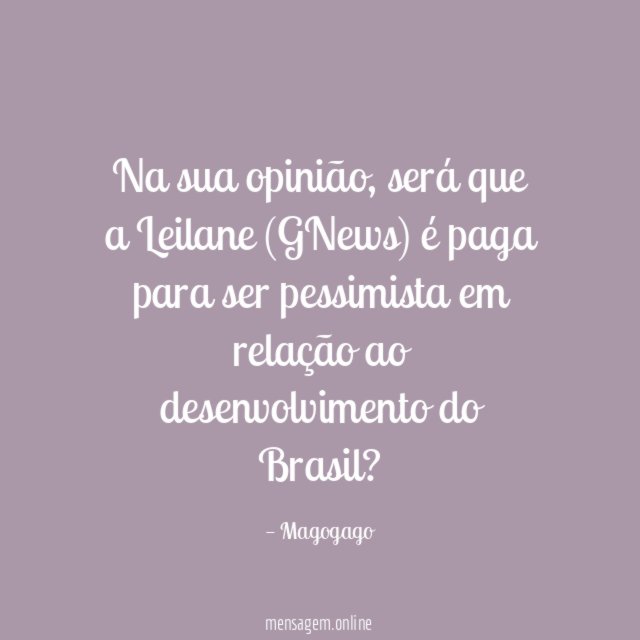 Na sua opinião