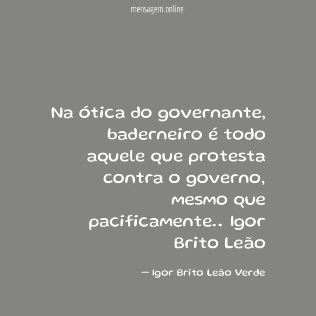 Na ótica do governante