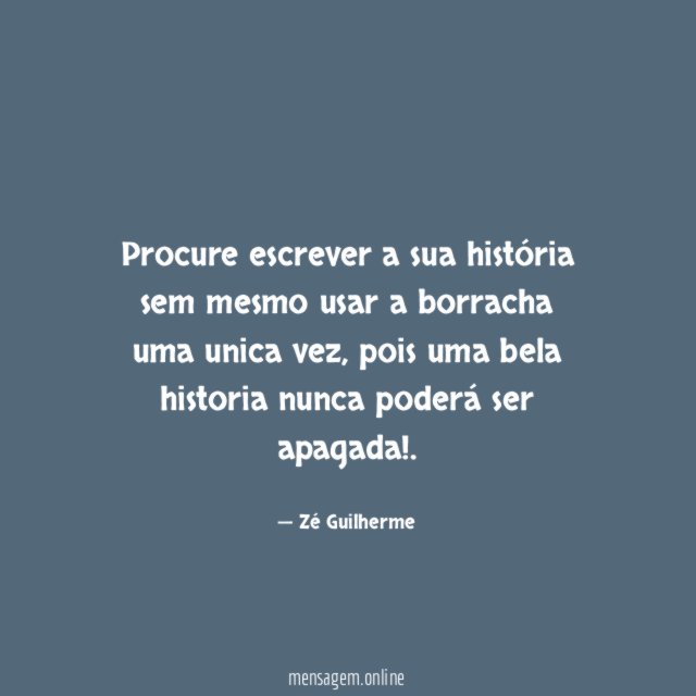 Procure escrever a sua história sem mesmo usar