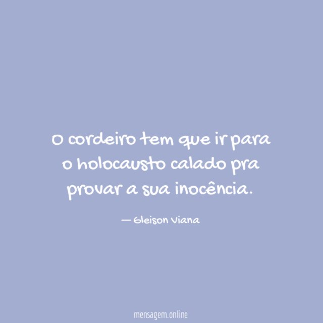 O cordeiro tem que ir para o holocausto