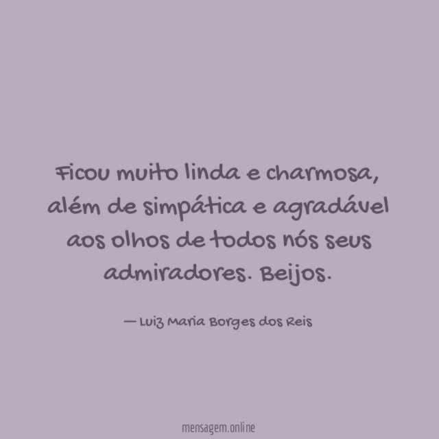 Ficou muito linda e charmosa