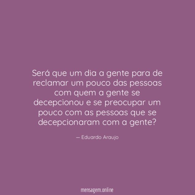 Será que um dia a gente para de