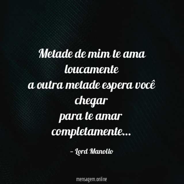 Metade de mim te ama loucamente a outra