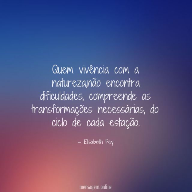 Quem vivência com a natureza