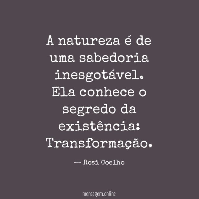 A natureza é de uma sabedoria inesgotável
