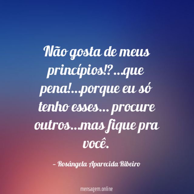 Não gosta de meus princípios