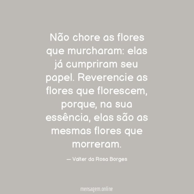 Não chore as flores que murcharam