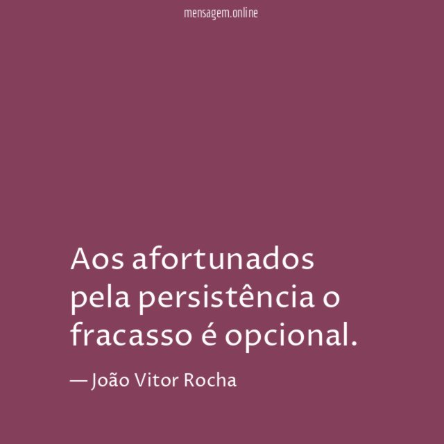 Aos afortunados pela persistência o fracasso é opcional