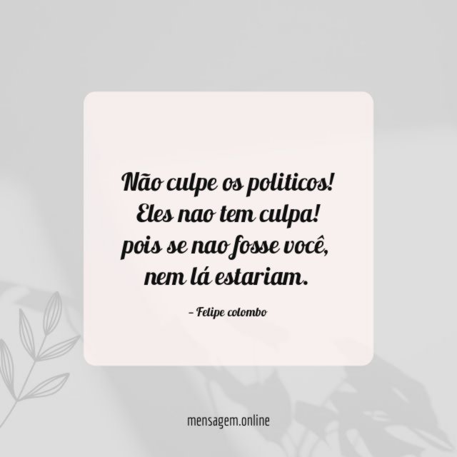 Não culpe os politicos