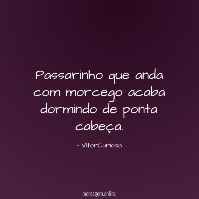 Passarinho que anda com morcego acaba dormindo de ponta cabeça
