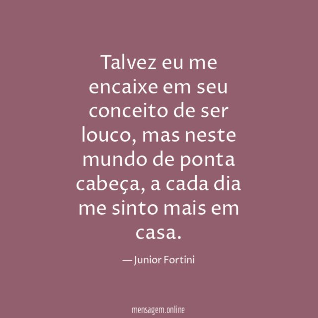 Talvez eu me encaixe em seu conceito de ser louco