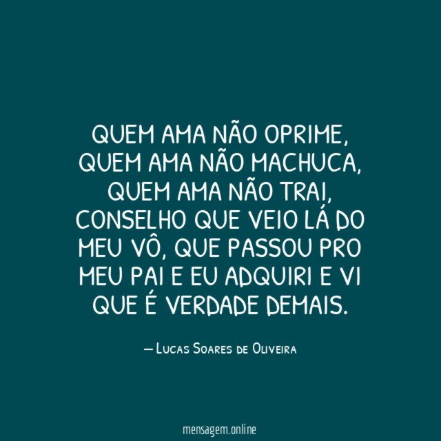 Quem ama não oprime