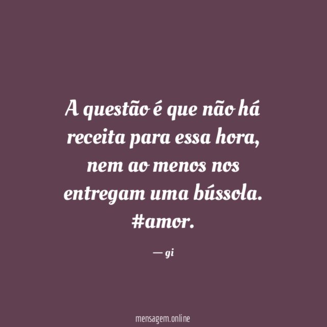 A questão é que não há receita para essa hora