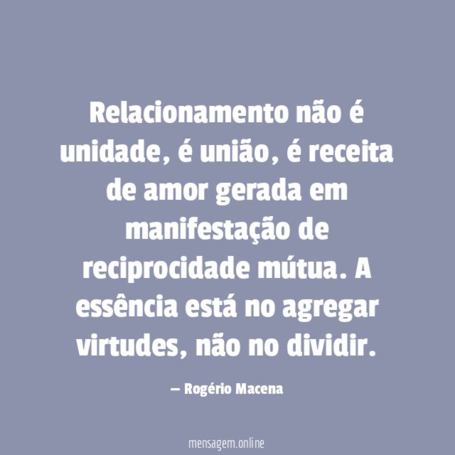 Relacionamento não é unidade
