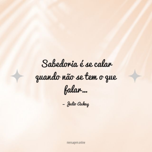 Sabedoria é se calar quando não se tem o que falar