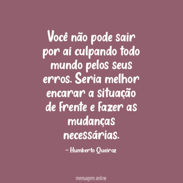 Você não pode sair por aí culpando todo
