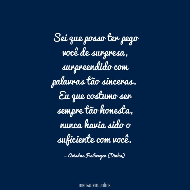 Sei que posso ter pego você de surpresa