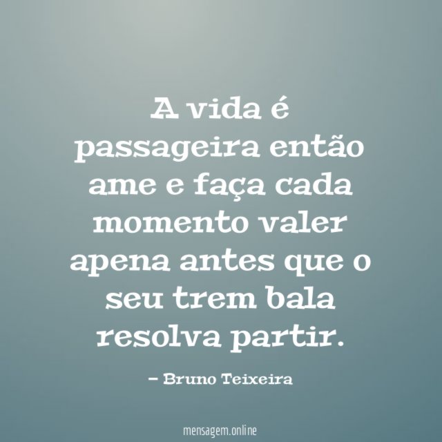 A vida é passageira então ame e faça