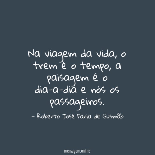 Na viagem da vida