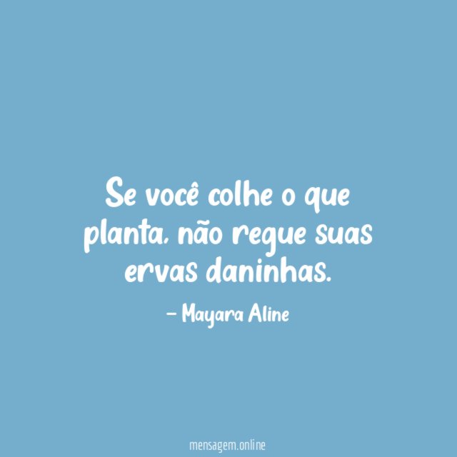 Se você colhe o que planta