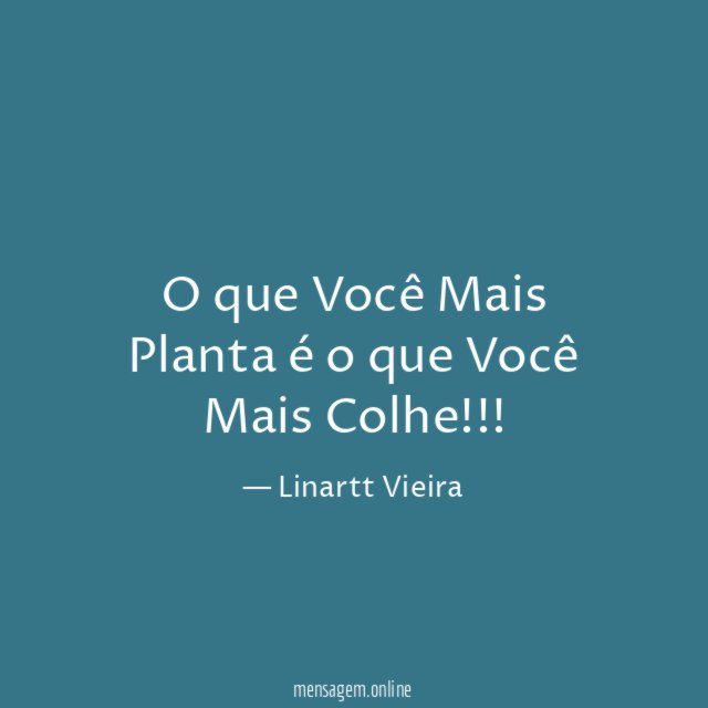 O que Você Mais Planta é o que Você Mais Colhe