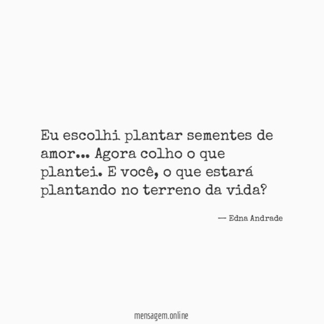 Eu escolhi plantar sementes de amor