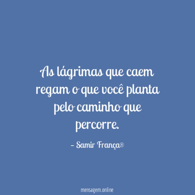 As lágrimas que caem regam o que você