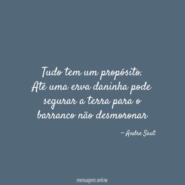 Tudo tem um propósito