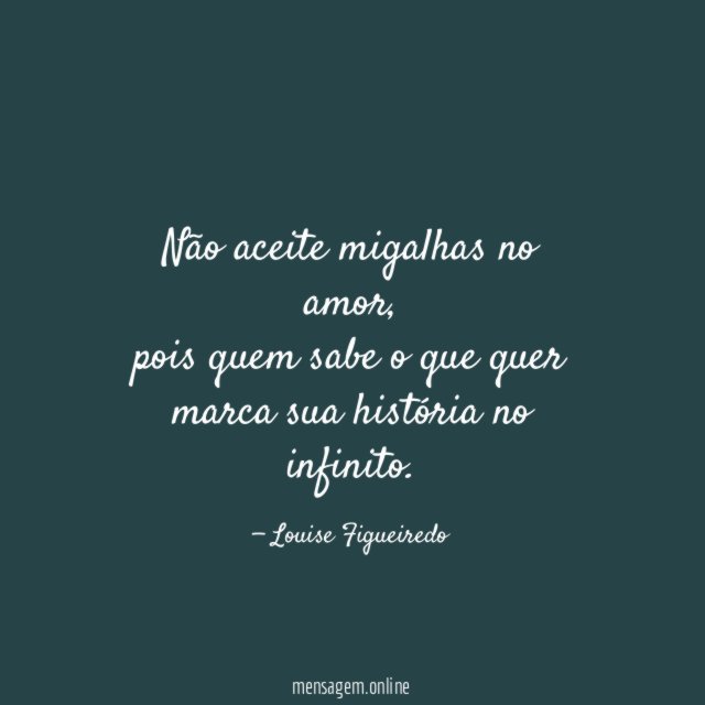 Não aceite migalhas no amor