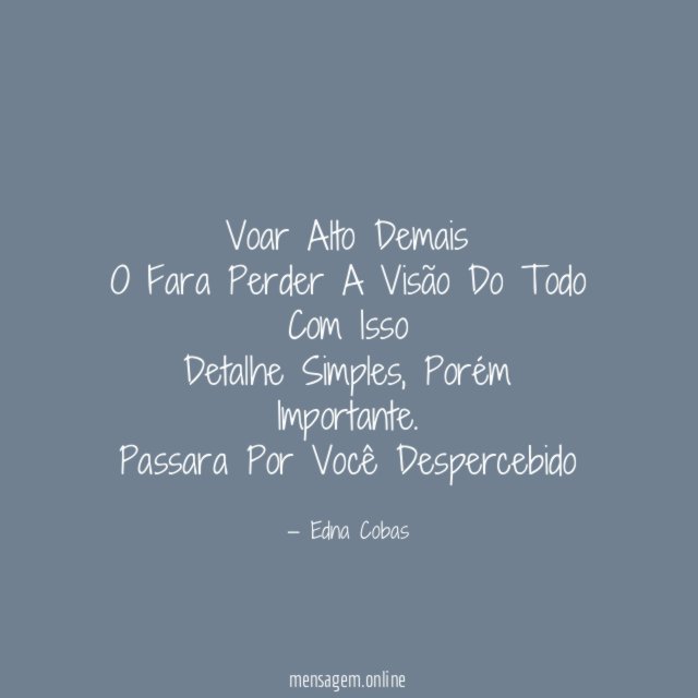 Voar Alto Demais O Fara Perder A Visão Do