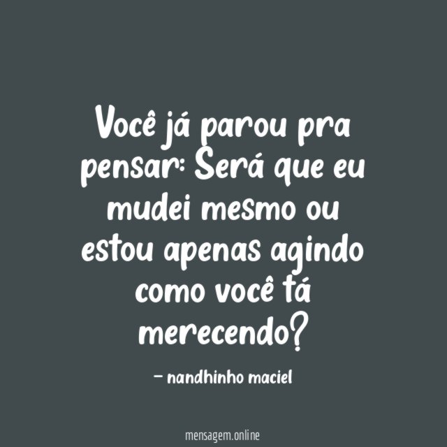 Você já parou pra pensar