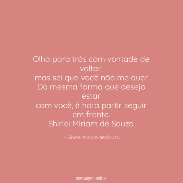 Olha para trás com vontade de voltar