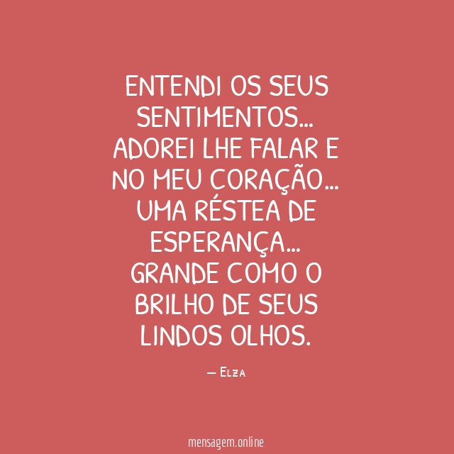 ENTENDI OS SEUS SENTIMENTOS