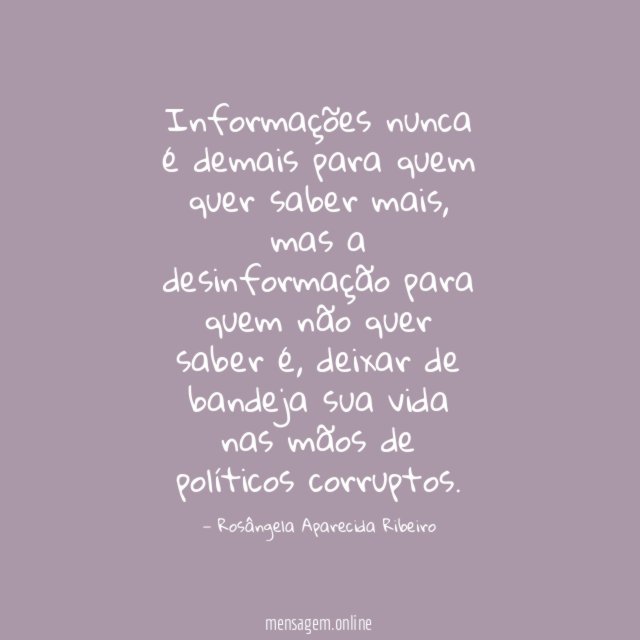 Informações nunca é demais para quem quer saber mais