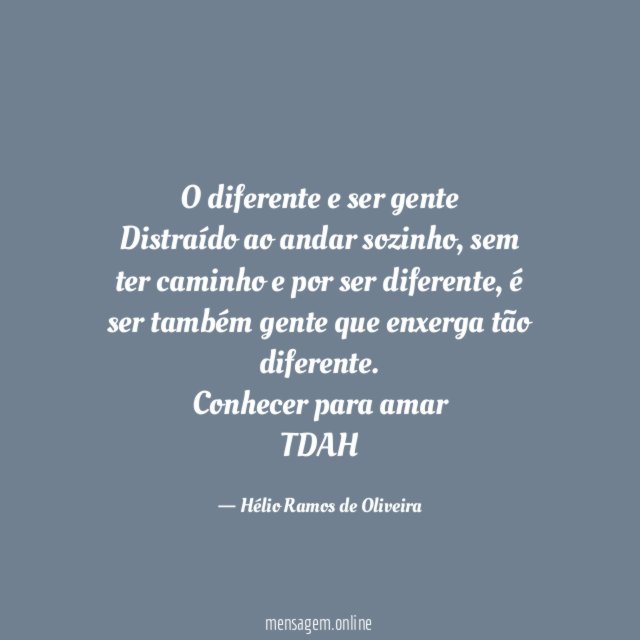 O diferente e ser gente Distraído ao andar sozinho