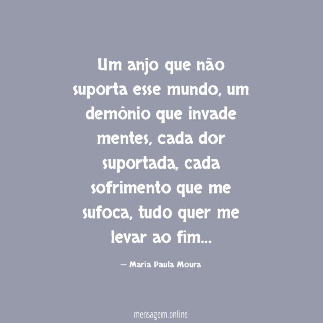 Um anjo que não suporta esse mundo