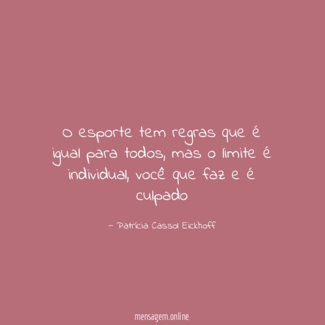 O esporte tem regras que é igual para todos