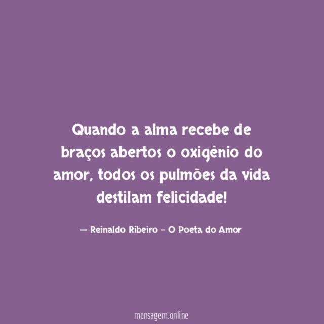 Quando a alma recebe de braços abertos
