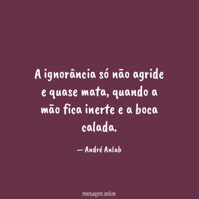 A ignorância só não agride e quase mata