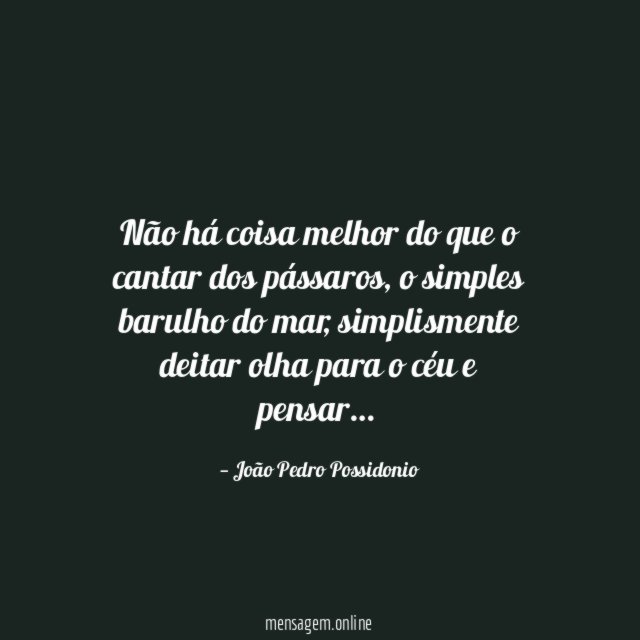Não há coisa melhor do que o cantar dos pássaros